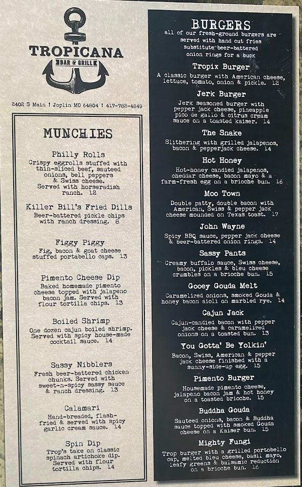 Tropicana Bar & Grill Menu image 1